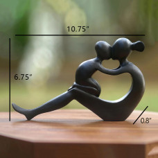 Handcrafted Mother and Child Wood Sculpture, 