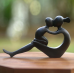 Handcrafted Mother and Child Wood Sculpture, 