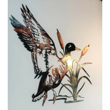 Solo Mallard Hunting & Trout Fishing Scene Metal Wall Art Solo Mallard Hunting & Trout Fishing Scene Metal Wall Art