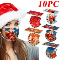 10Pcs Adult's Mask Disposable Christmas 