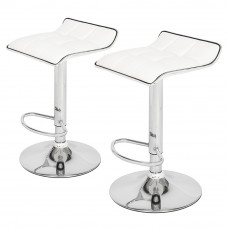 2 Soft Covered Square Board Curved Foot Bar Stools PU Fabric White 2 2把 软包方板弧形脚踏酒吧凳 PU面料 白色
