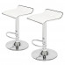 2 Soft Covered Square Board Curved Foot Bar Stools PU Fabric White 2 2把 软包方板弧形脚踏酒吧凳 PU面料 白色